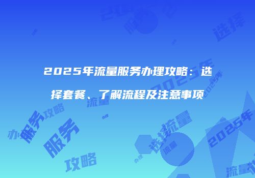 2025年流量服务办理攻略:选择套餐、了解流程及注意事项