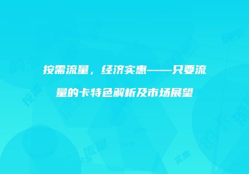 按需流量，经济实惠——只要流量的卡特色解析及市场展望