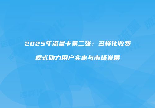 2025年流量卡第二张：多样化收费模式助力用户实惠与市场发展