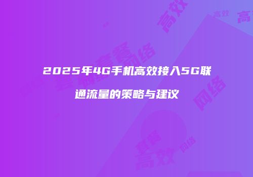 2025年4G手机高效接入5G联通流量的策略与建议