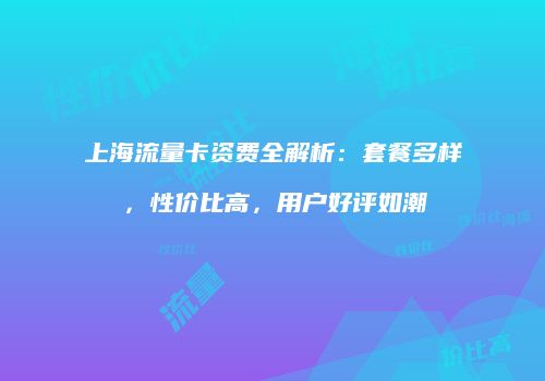 上海流量卡资费全解析：套餐多样，性价比高，用户好评如潮