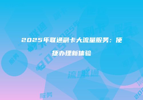 2025年联通副卡大流量服务：便捷办理新体验