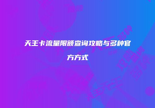 天王卡流量限额查询攻略与多种官方方式
