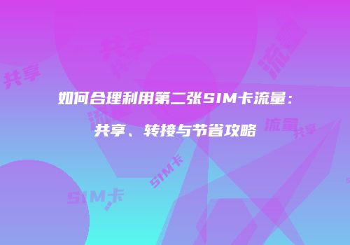 如何合理利用第二张SIM卡流量：共享、转接与节省攻略