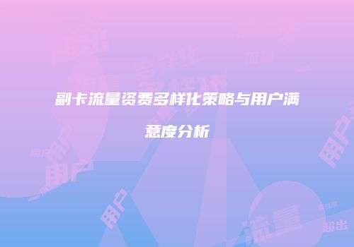 副卡流量资费多样化策略与用户满意度分析