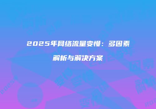 2025年网络流量变慢:多因素解析与解决方案