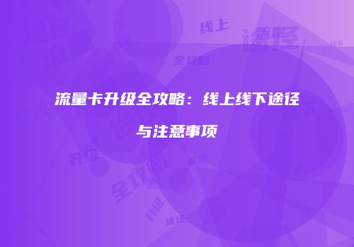 流量卡升级全攻略：线上线下途径与注意事项