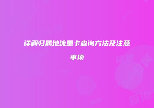详解归属地流量卡查询方法及注意事项