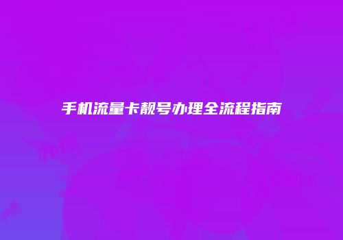 手机流量卡靓号办理全流程指南