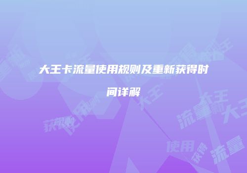 大王卡流量使用规则及重新获得时间详解