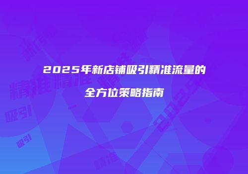 2025年新店铺吸引精准流量的全方位策略指南