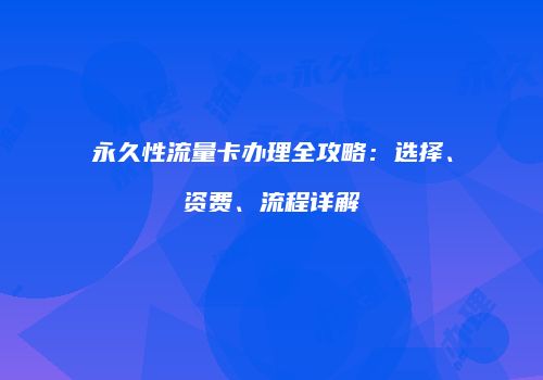 永久性流量卡办理全攻略：选择、资费、流程详解