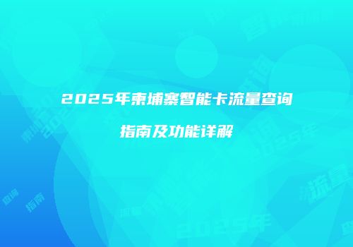 2025年柬埔寨智能卡流量查询指南及功能详解