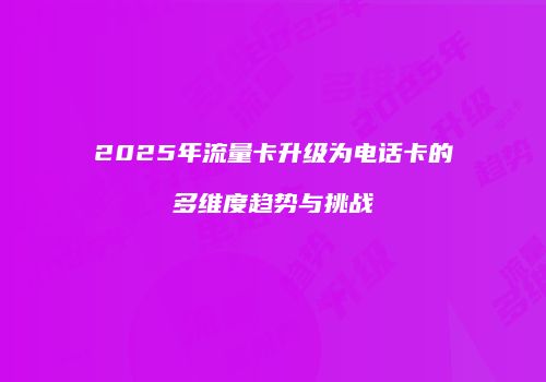 2025年流量卡升级为电话卡的多维度趋势与挑战