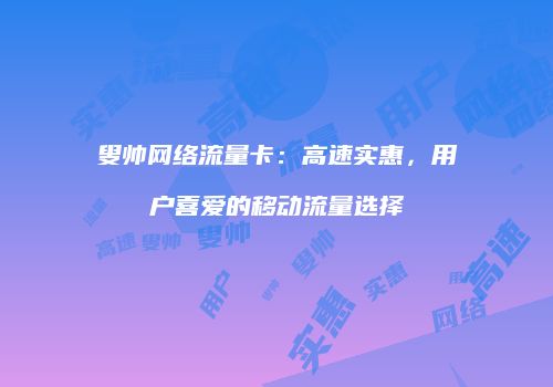 叟帅网络流量卡：高速实惠，用户喜爱的移动流量选择