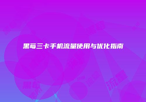 黑莓三卡手机流量使用与优化指南