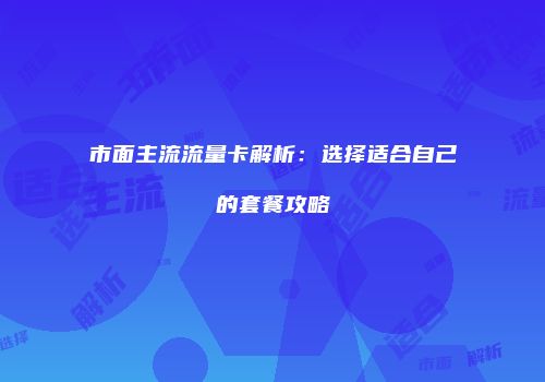 市面主流流量卡解析：选择适合自己的套餐攻略