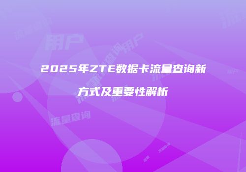 2025年ZTE数据卡流量查询新方式及重要性解析