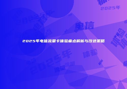 2025年电信流量卡体验痛点解析与改进策略