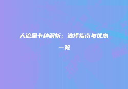 大流量卡种解析：选择指南与优惠一览