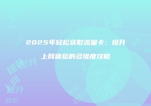 2025年轻松获取流量卡：提升上网体验的多维度攻略