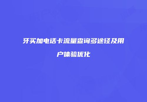 牙买加电话卡流量查询多途径及用户体验优化