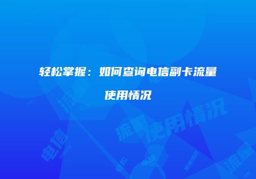 轻松掌握:如何查询电信副卡流量使用情况