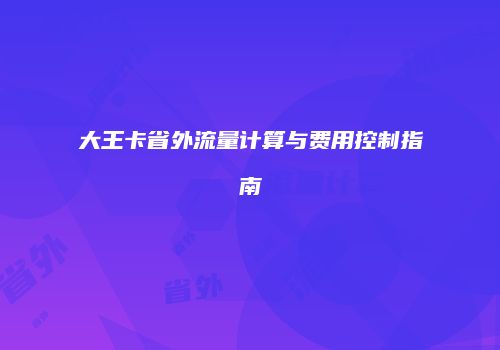 大王卡省外流量计算与费用控制指南