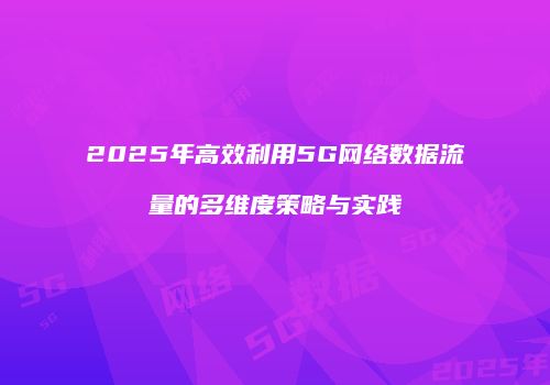 2025年高效利用5G网络数据流量的多维度策略与实践