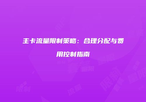 主卡流量限制策略：合理分配与费用控制指南
