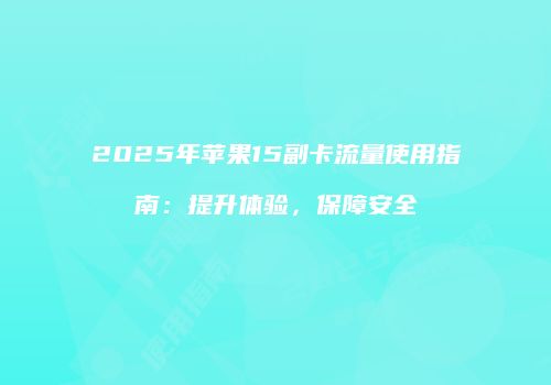 2025年苹果15副卡流量使用指南：提升体验，保障安全