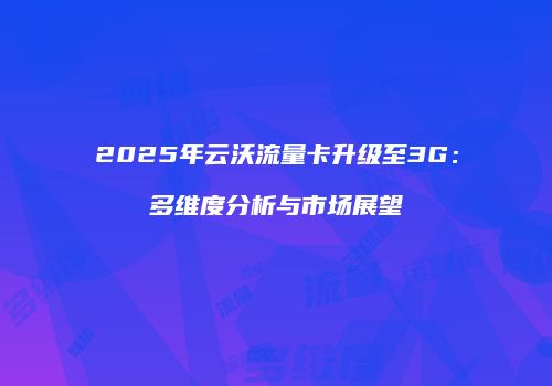2025年云沃流量卡升级至3G：多维度分析与市场展望