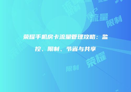 荣耀手机房卡流量管理攻略：监控、限制、节省与共享