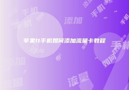 苹果11手机如何添加流量卡教程