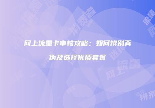 网上流量卡审核攻略：如何辨别真伪及选择优质套餐