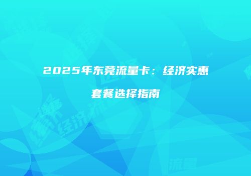 2025年东莞流量卡:经济实惠套餐选择指南