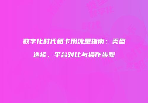 数字化时代租卡用流量指南：类型选择、平台对比与操作步骤
