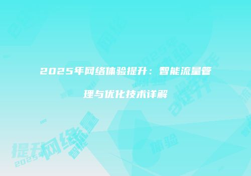 2025年网络体验提升：智能流量管理与优化技术详解