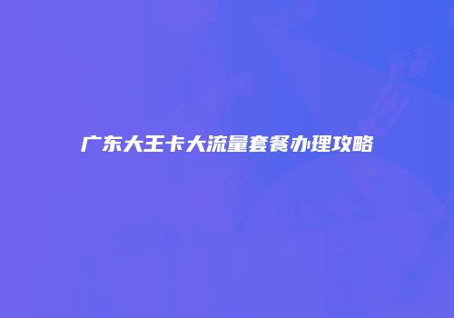 广东大王卡大流量套餐办理攻略