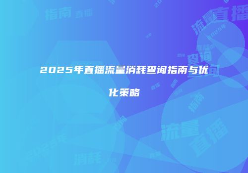 2025年直播流量消耗查询指南与优化策略