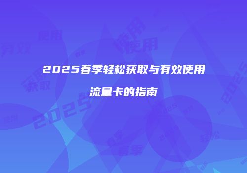 2025春季轻松获取与有效使用流量卡的指南