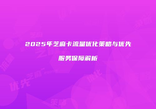 2025年芝麻卡流量优化策略与优先服务保障解析