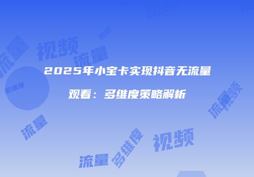 2025年小宝卡实现抖音无流量观看：多维度策略解析