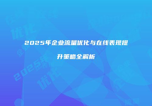 2025年企业流量优化与在线表现提升策略全解析