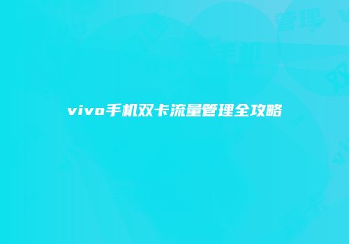 vivo手机双卡流量管理全攻略
