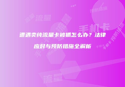 遭遇卖纯流量卡被抓怎么办?法律应对与预防措施全解析