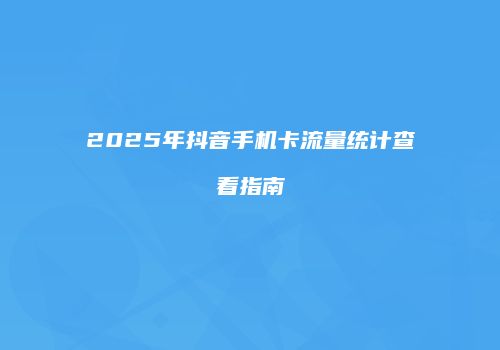 2025年抖音手机卡流量统计查看指南