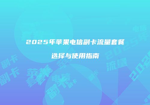 2025年苹果电信副卡流量套餐选择与使用指南