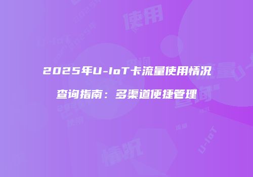 2025年U-IoT卡流量使用情况查询指南：多渠道便捷管理