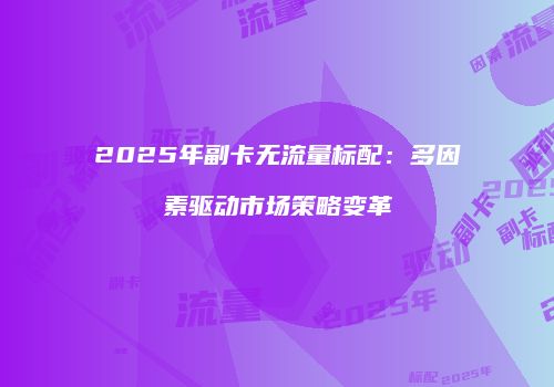 2025年副卡无流量标配：多因素驱动市场策略变革